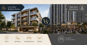 Low-rise builder floors compared with high-rise apartments in Gurgaon